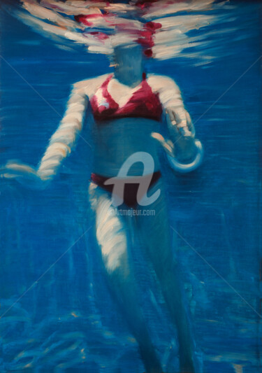 Painting titled "Swimmer" by Anthony Oliver, Original Artwork, Oil