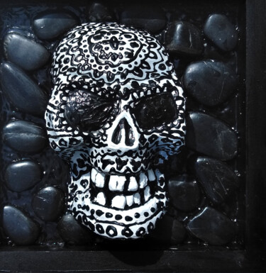 Sculpture titled "Skull Art Sculpture…" by Anthony Saldivar, Original Artwork, Plaster