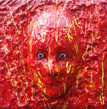 Scultura intitolato "Red Face Art Wall S…" da Anthony Saldivar, Opera d'arte originale, Acrilico