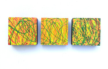 Pintura titulada "Triptych Abstract C…" por Anthony Saldivar, Obra de arte original, Acrílico