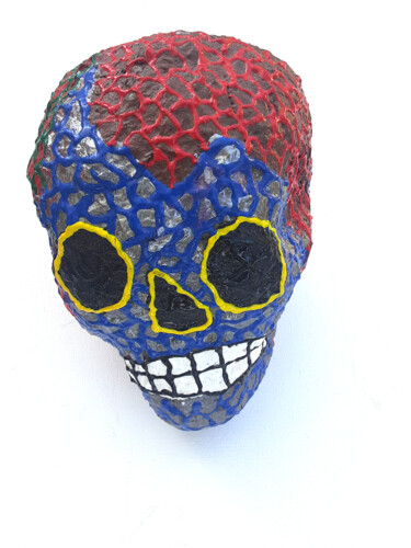 Sculpture titled "Skull Multi Color H…" by Anthony Saldivar, Original Artwork, Acrylic