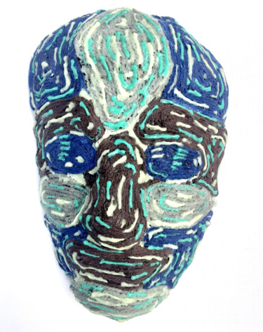 Sculpture titled "Yarn Blue Green Wal…" by Anthony Saldivar, Original Artwork, String Art
