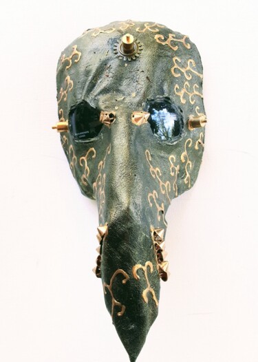 Skulptur mit dem Titel "Black And Gold Larg…" von Anthony Saldivar, Original-Kunstwerk, Leder