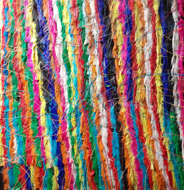 Textielkunst getiteld "Multi-Color Mix Med…" door Anthony Saldivar, Origineel Kunstwerk, Acryl