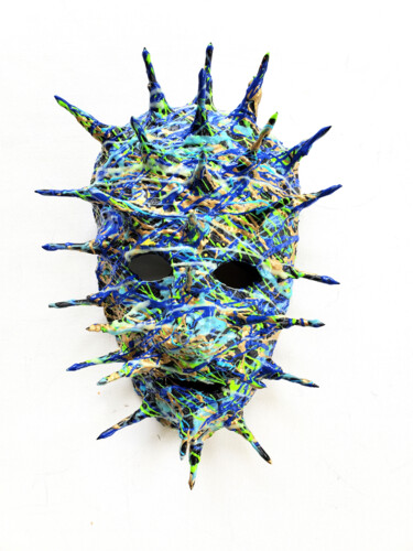 Skulptur mit dem Titel "Spiked Blue and Gol…" von Anthony Saldivar, Original-Kunstwerk, Acryl