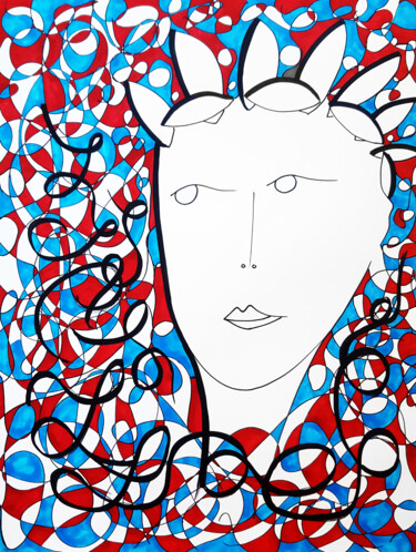 Drawing titled "Marianne" by Anthony Vella, Original Artwork, Marker