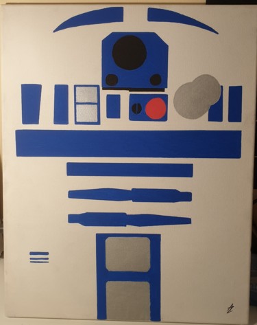 Peinture intitulée "R2D2 star wars geek" par Az, Œuvre d'art originale, Acrylique