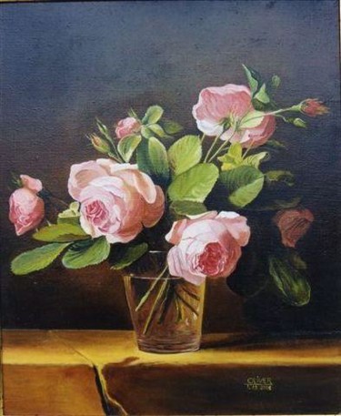 Peinture intitulée "Roses Anciennes" par Anthony Oliver, Œuvre d'art originale