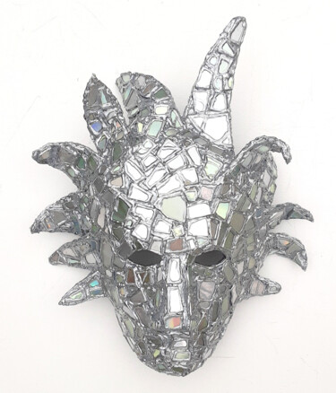 Sculpture intitulée "Mirror Crown Mask -…" par Anthony Saldivar, Œuvre d'art originale, Acrylique