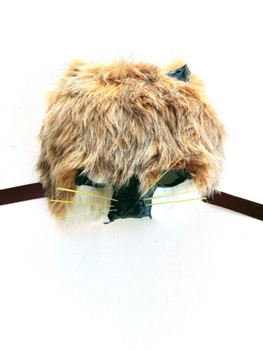 Textile Art titled "Furry Cat Mask by A…" by Anthony Saldivar, Original Artwork, Textile fiber