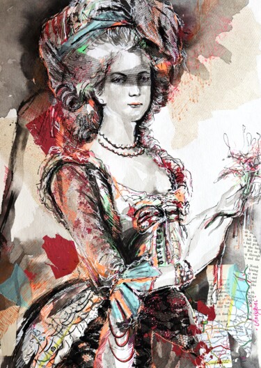 Картина под названием "Marie" - Antigoni Tziora, Подлинное произведение искусства, Чернила