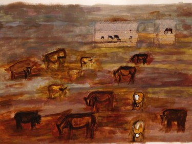 Painting titled "animaux dans des ch…" by Antioco Dit Belapi, Original Artwork, Acrylic