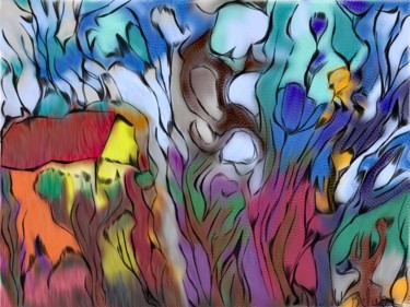 Digital Arts titled "paysage de reve" by Antioco Dit Belapi, Original Artwork, Digital Painting