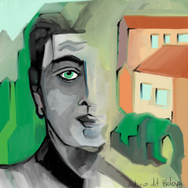 「visage village」というタイトルのデジタルアーツ Antioco Dit Belapiによって, オリジナルのアートワーク, デジタル絵画