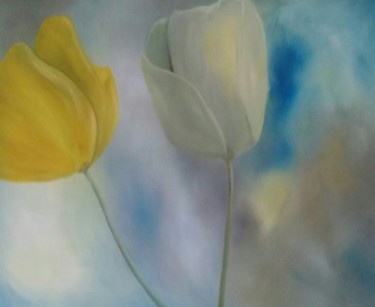 Schilderij getiteld "Tulpen" door Antje Horn, Origineel Kunstwerk, Olie