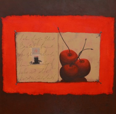 Malerei mit dem Titel "Kirschen" von Antje Horn, Original-Kunstwerk, Acryl