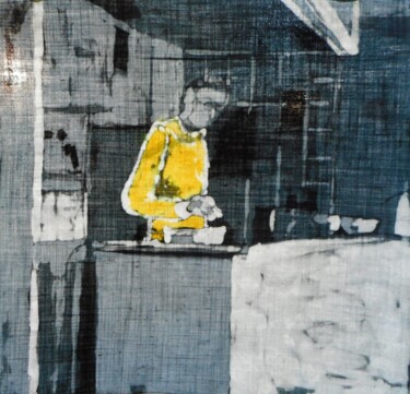 Painting titled "Batik: In der Küche" by Antje Witzel (AKbatikart), Original Artwork, Wax Mounted on Plexiglass