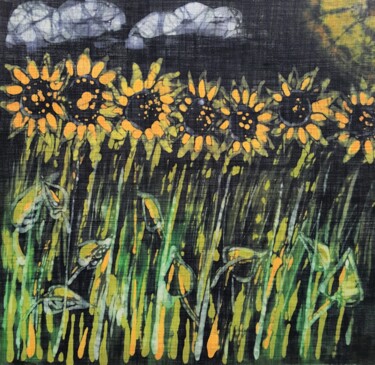 Pintura titulada "Batik: Springflower…" por Antje Witzel (AKbatikart), Obra de arte original, Cera Montado en Plexiglás