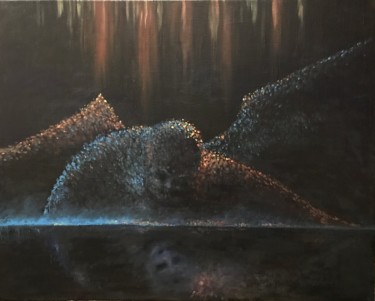 Картина под названием "A fallen angel who…" - Yuriy Piskunov, Подлинное произведение искусства, Масло Установлен на Деревянн…