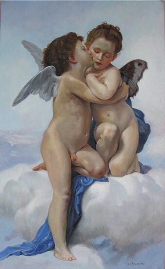 Pintura intitulada "Omaggio a W. Bougue…" por Lorenzo  Antognetti Artista, Obras de arte originais