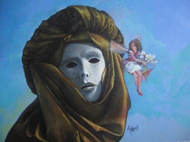 绘画 标题为“Maschera con fatina” 由Lorenzo  Antognetti Artista, 原创艺术品, 油