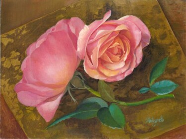Pittura intitolato ""Rose " di Lorenzo…" da Lorenzo  Antognetti Artista, Opera d'arte originale