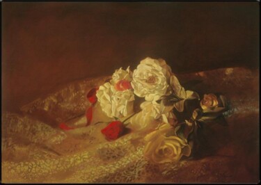 Pittura intitolato "still life _Rose" da Lorenzo  Antognetti Artista, Opera d'arte originale, Olio