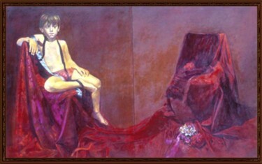 Pittura intitolato "Mio figlio Leonardo" da Lorenzo  Antognetti Artista, Opera d'arte originale