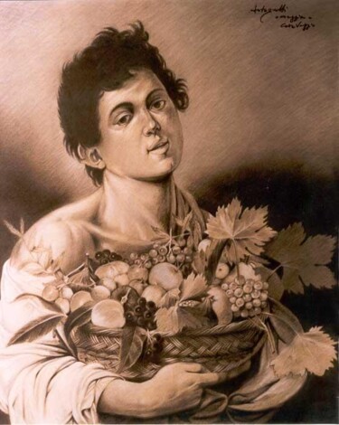 Painting titled "Omaggio a Caravaggio" by Lorenzo  Antognetti Artista, Original Artwork