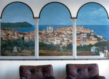 Peinture intitulée "trittico-porto-maur…" par Lorenzo  Antognetti Artista, Œuvre d'art originale