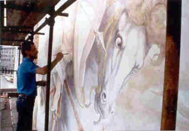 Pittura intitolato "L'artista Lorenzo A…" da Lorenzo  Antognetti Artista, Opera d'arte originale, pigmenti