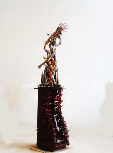 Sculpture intitulée "" TOTEM COVID 19 "…" par Antoine Berbari, Œuvre d'art originale, Acier inoxydable