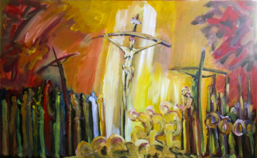 Peinture intitulée "Crucifixtion-acryli…" par Antoine Berbari, Œuvre d'art originale, Acrylique