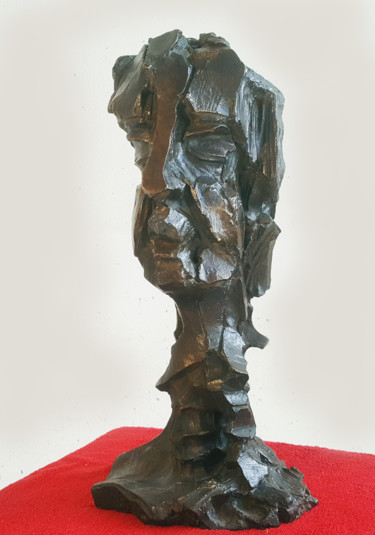 Skulptur mit dem Titel "" TÊTE EMPREINTE "" von Antoine Berbari, Original-Kunstwerk, Bronze