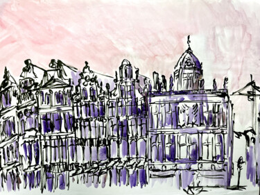 "La Grand Place de B…" başlıklı Tablo Antoine Dazy tarafından, Orijinal sanat, Suluboya