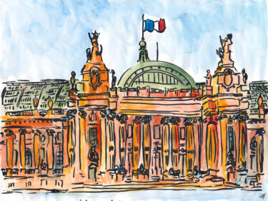 Painting titled "Grand Palais" by Antoine Dazy, Original Artwork, Watercolor