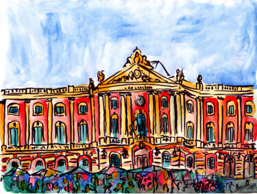 Peinture intitulée "Le Capitole" par Antoine Dazy, Œuvre d'art originale, Aquarelle