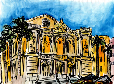 "Opéra de Toulon" başlıklı Tablo Antoine Dazy tarafından, Orijinal sanat, Suluboya