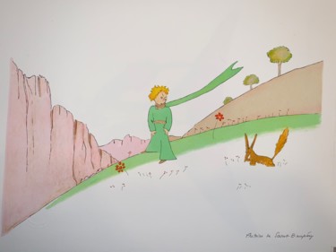 Prenten & gravures getiteld "Le Petit Prince et…" door Antoine De Saint-Exupéry, Origineel Kunstwerk, Lithografie