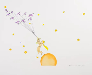 Prenten & gravures getiteld "Le Petit Prince en…" door Antoine De Saint-Exupéry, Origineel Kunstwerk, Lithografie
