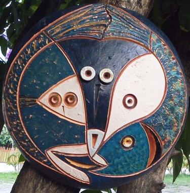 Sculpture intitulée "il est midi, quand…" par Antoine Etumbuluku Etena, Œuvre d'art originale, Céramique
