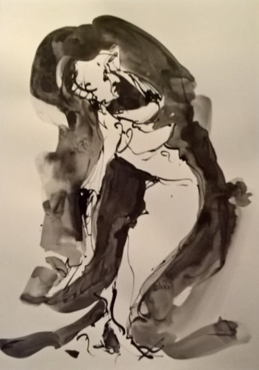 Painting titled "La gantée 9" by Antoine Faure, Original Artwork, Ink