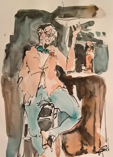 Рисунок под названием "personne-2" - Antoine Faure, Подлинное произведение искусства, Чернила