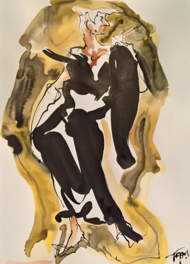 Dessin intitulée "La femme boa 16" par Antoine Faure, Œuvre d'art originale, Encre