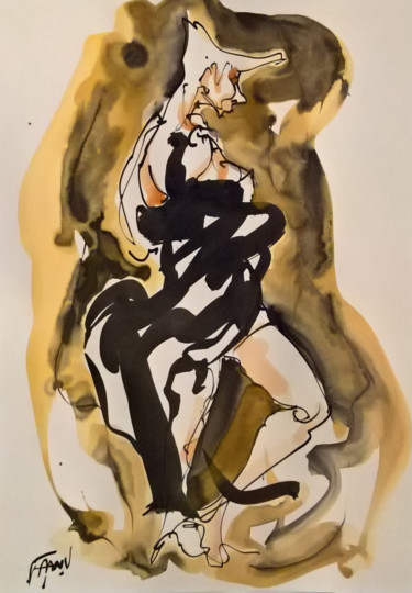 Dessin intitulée "Belle gazelle 18" par Antoine Faure, Œuvre d'art originale, Encre