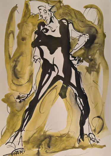 Dessin intitulée "La folle 27" par Antoine Faure, Œuvre d'art originale, Encre