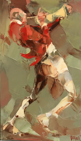 Peinture intitulée "9 la veste rouge" par Antoine Faure, Œuvre d'art originale, Huile
