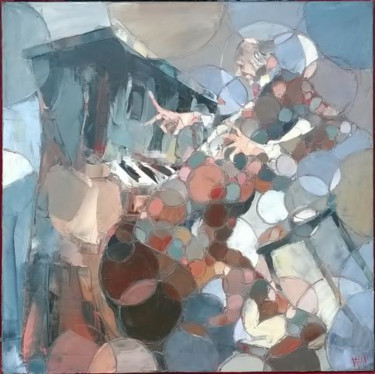 Malerei mit dem Titel "26 square bubble" von Antoine Faure, Original-Kunstwerk, Öl