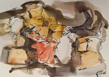 Painting titled "8 La sieste" by Antoine Faure, Original Artwork, Ink