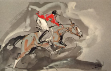 Peinture intitulée "17 le saut" par Antoine Faure, Œuvre d'art originale, Gouache